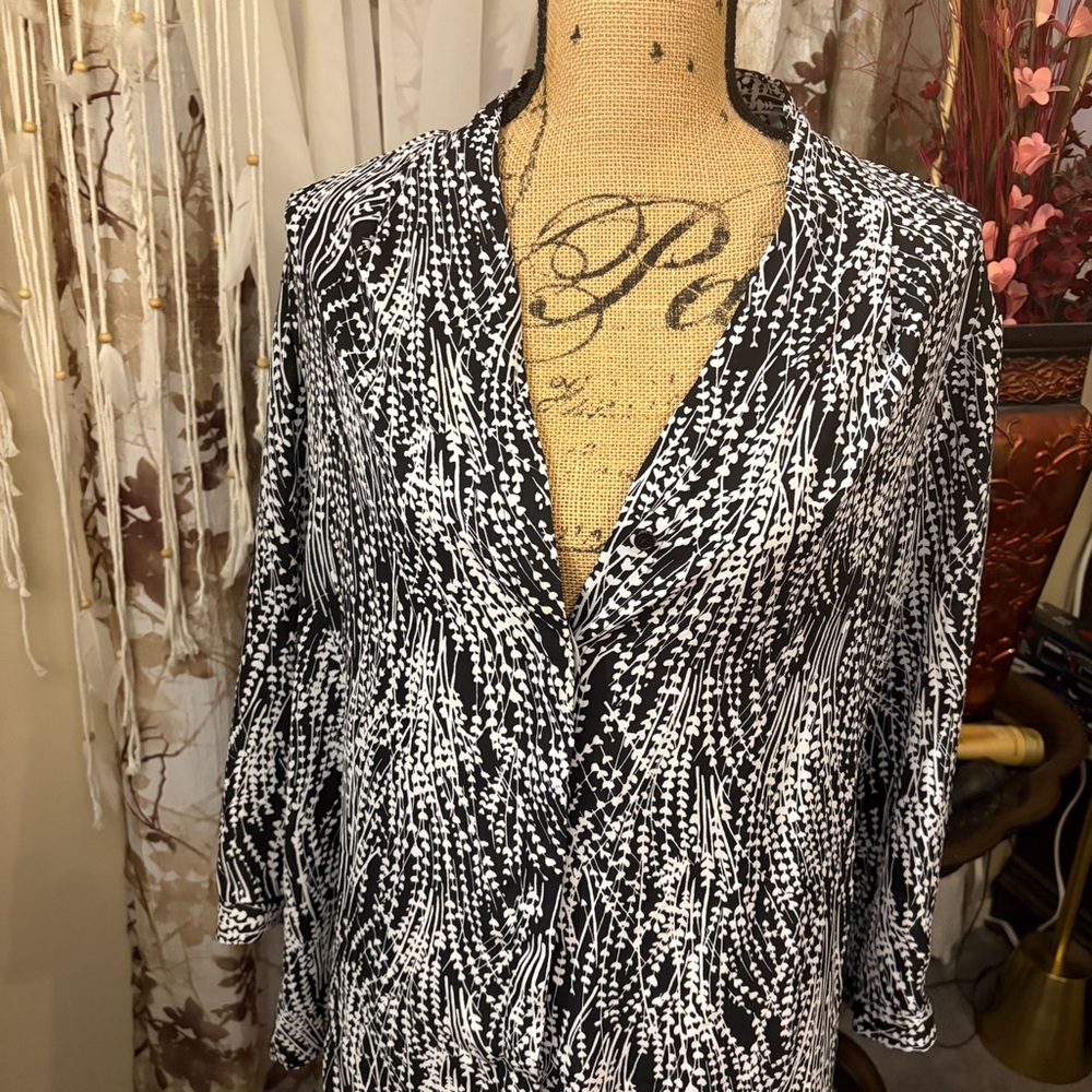 Investments Black and White Button Down Shirt